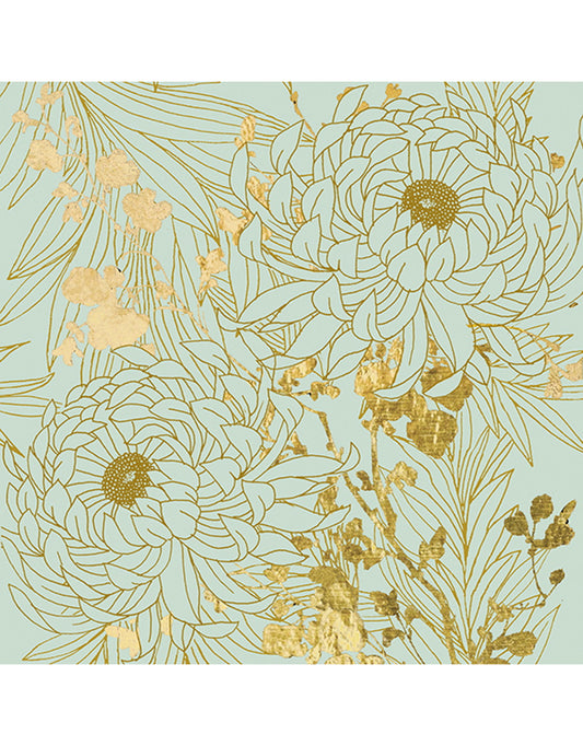 Gold Flowers on Mint