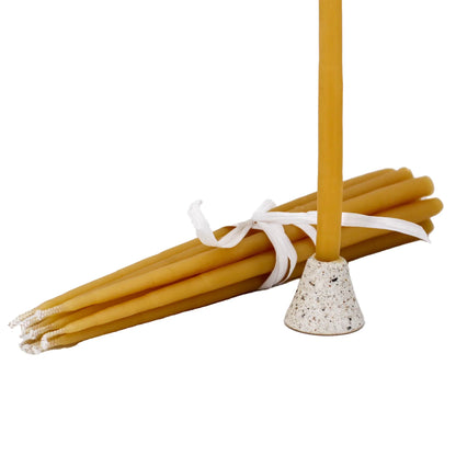 Natural Beeswax 8 in Thin Tapers- 10 pack