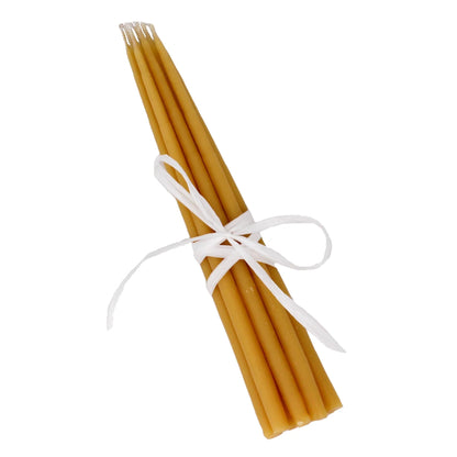 Natural Beeswax 8 in Thin Tapers- 10 pack