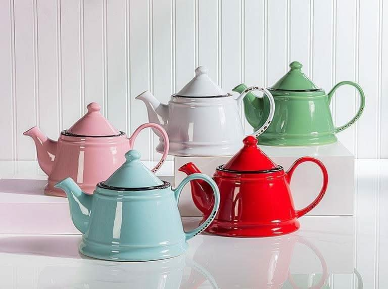 Red Enamel look Teapot Treasures of my HeART