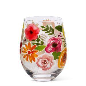 Bold Floral Stemless Wine Glass by Alyssa Kays - Treasures of my HeART