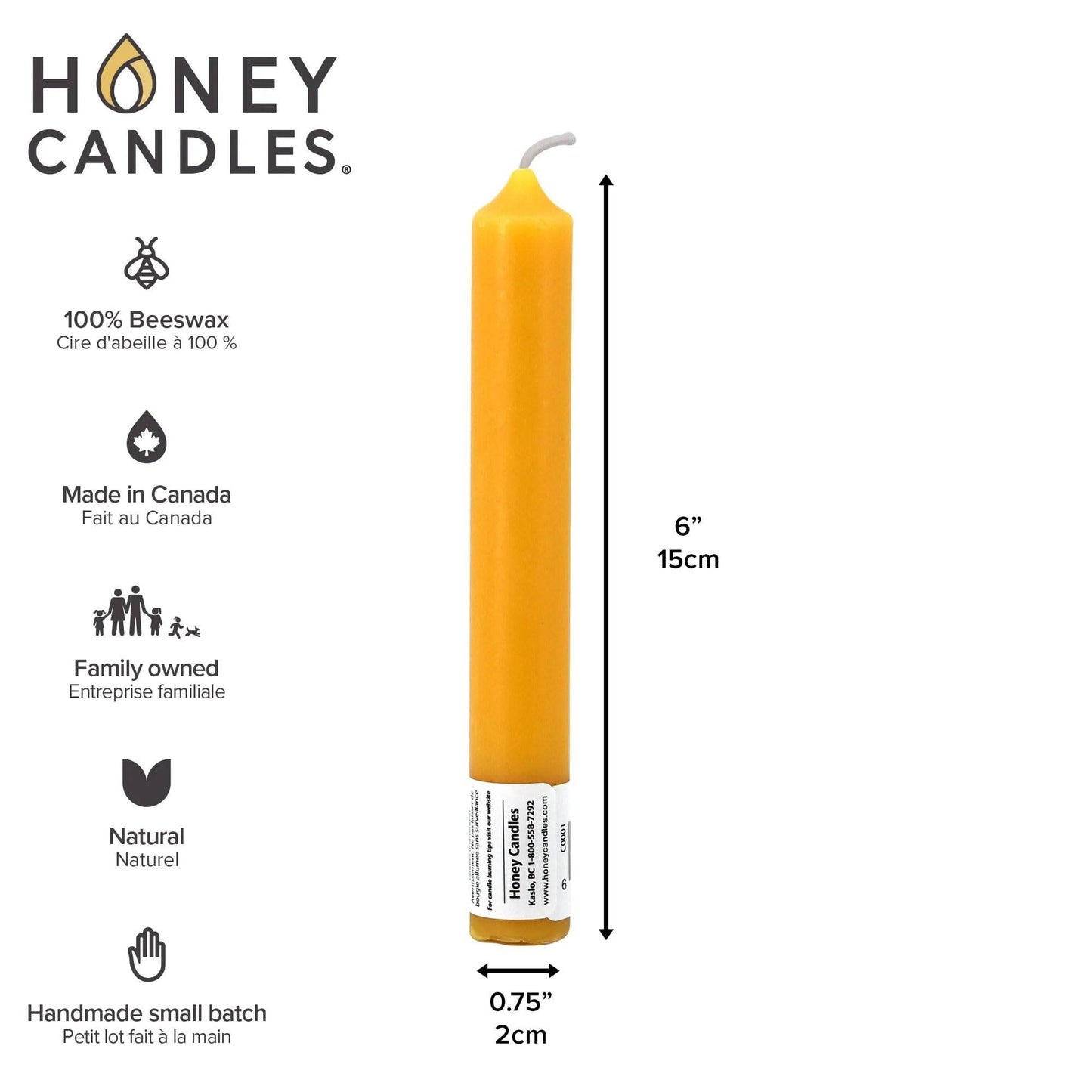 6-Inch Natural Beeswax Tube Candles - Clean Burning, Drip-Free Treasures of my HeART