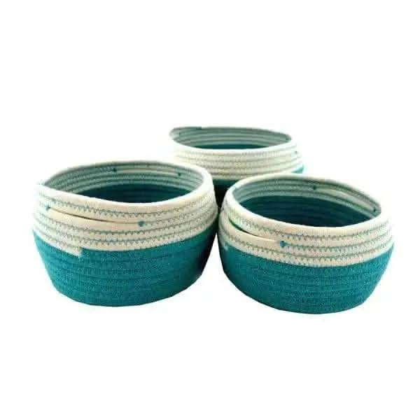 Turquoise Storage Basket Set Of 3 Treasures of my HeART