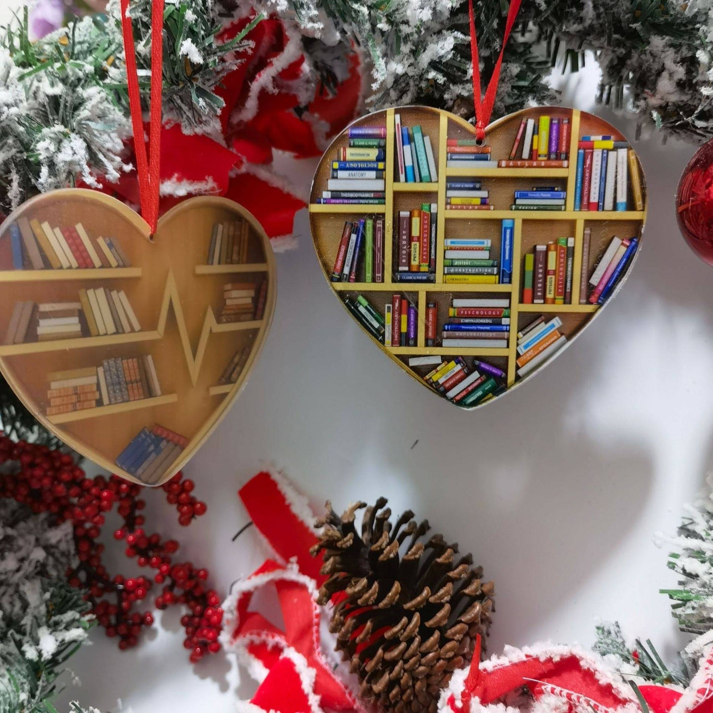 Holiday Decoration Christmas Tree Ornaments Acrylic Pendant Heart-shaped Bookshelf - Treasures of my HeART